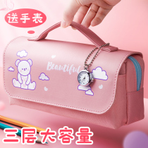 2021 New Net red pen bag Primary School simple and cute large capacity female stationery box junior high school students ins Japanese tide Korea high-value fairy girl children pencil case pencil case