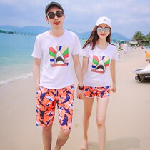 2021 new beach swimming pants womens anti-light mens swimsuit personality five-point pants quick-dry summer ins couple models