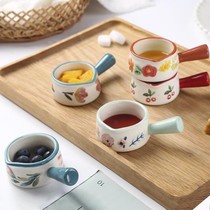 Handle small milk cup Household ceramic pointed mouth small milk pot Coffee pour milk cup Mini with handle milk pot Single handle seasoning pot