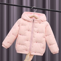Girls down clothes 2022 Winter new boy short Thickened White Duck Suede Mid childrens baby jacket Childrens jacket
