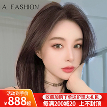  Wig Female mid-length long hair Summer mid-point bangs wig net red clavicle from natural full-real hair full-head wig set