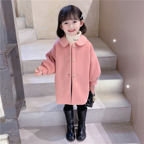 Girls autumn winter coat 2021 fashionable children Winter long thick baby solid color temperament double coat