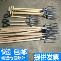Forks agricultural steel forks grass soil loosening tools four-tooth Earth cow dung forks agricultural tools iron grass forks digging