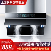 Japan Cherry Blossom Range Hood Kitchen Household Side Suction Large Suction Dual Motor Smoke Machine Gas Stove Package