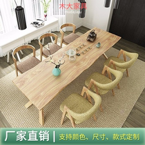 Whole board solid wood long strip desk log big board tea table creative large Workbench simple dining table conference table