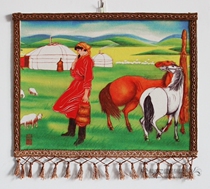 Inner Mongolia handicraft characteristic felt painting color felt painting herd horse female felt painting hanging painting yurt decoration painting