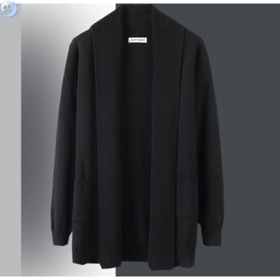 Autumn and winter mens cardigan long knitwear Korean loose size sweater coat mens handsome thread coat