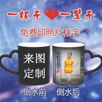 Discoloration mug to figure out custom photo personality Creative online red water glass ceramic Mark cup lettering heated water display