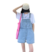 Denim Back Belt Pants Woman 2022 New Little Sub Design Feeling Small Crowd Loose Conjoined Pants Shorts Summer Thin