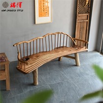 Luohan bed row chair Nordic creative long dining chair backrest stool solid wood natural pastoral homestay double leisure sofa