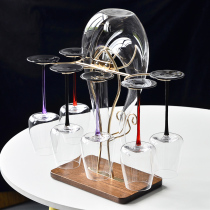 Black collar burgundy burgundy red wine cup big belly Nordic light lavish crystal glass grape French style red pole high foot cup shelf