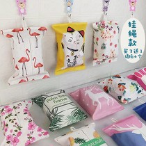 Wipes storage bag can be hung wall fabric tissue bag living room toilet tissue bag cute cartoon Nordic box