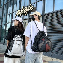 Nets bag basketball bag men's shoulder bag women's small backpack large capacity drawstring sports training bag junior high school schoolbag