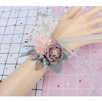 Bride bridesmaid wrist flower Sister group hand flower Wedding Korean fresh and beautiful dinner party annual party dance bracelet corsage
