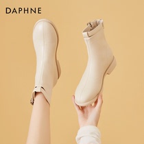 Daphne white French booties Martin boots spring and autumn single boots Autumn boots New British style womens skinny boots