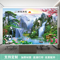 New Chinese Landscape Painting Roller Curtain Living Room Office Study Hand-held Full Shading and Sunshade Waterproof Landscape Painting