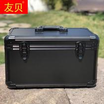 Large size black aluminum alloy multifunction portable instrument case navigation model double control toolbox with partition sponge