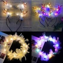 Luminous gold wire hair hoop wreath push small gift concert headdress hairclip flash toy night market supply