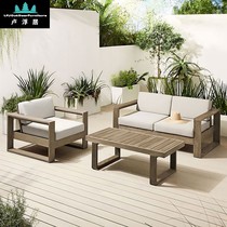 Outdoor Villa Terrace teak sofa garden courtyard designer solid wood furniture hotel B & B anti-corrosion wood sofa