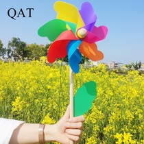 Windmill decoration colorful outdoor wooden pole rotating color kindergarten plastic children holding large windmill toy