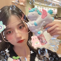 Unicorn bubble machine girl heart Net red ins automatic sound and light blowing bubble gun birthday gift childrens toys