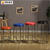 -Home fashion round stool thickened stainless steel table stool iron stool steel bar stool high foot bar stool round-