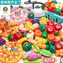 Cutable fruits childrens toys girls vegetables cut music sets baby kitchen cooking family pizza boy
