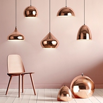 Nordic modern simple golden round single head restaurant milk tea chandelier iron plating lamp rose gold chandelier