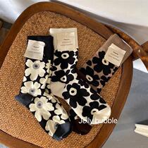 Socks Childrens Day Department Little Flower Cotton Long Sox autumn Winter Stide Han Edition Elegant College Wind Han Retro Midbarrel Socks Woman