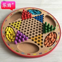 Hexagon checkers adults jump Qi childrens puzzle kindergarten wooden checkers game toy chess