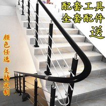 Stair handrail railings Modern bay window balcony duplex loft pvc fence indoor simple home solid wood guardrail
