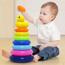 Baby puzzle development intellect Rainbow Tower ferrule laminated music Early to teach 0-1-2-year-old baby tumbler toy