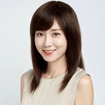 Wig female long hair long hair real hair full head cover full true net red natural fashion round face real hair Silk face repair face