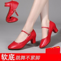 Dancing red leather shoes dance shoes women dance square dance fashion shoes with cheongsam shoes wedding mother shoes catwalk shoes