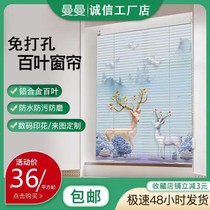 Pull-out curtain non-perforated Louver Curtain aluminum alloy roller blind printing Bathroom Kitchen home waterproof blackout