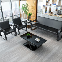 Business Brief Office Sofa Guest Reception Talks Modern Iron Art Black Sofa Tea Table Combinations