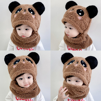 Yings baby hat winter thickening childrens hat scarf set boys and girls cute baby warm and windproof