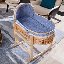 Crib cart Dual-purpose bamboo cradle bed old baby bed 1-3 year old rocking and sleeping basket cart left and right rocking