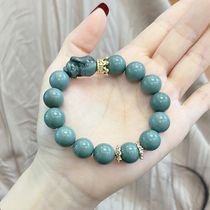Natural Alxa agate bracelet blue oil painting little girl cute pet DIY mobile phone chain bag hanging colorful jade bracelet
