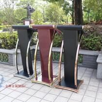 Company Stainless Steel Solid Wood Table Creative Restaurant Welcome Desk Hotel Speaker Talk Desk