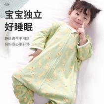 Baby pure cotton slip baby spring and autumn female and female baby two-way zipper pajamas childrens belly protection kick