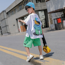 Boy short sleeve suit Summer 2022 new Korean version loose handsome Children boy sports foreign air child clothing