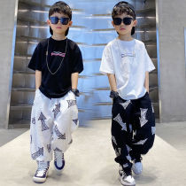 Boy Summer Clothing Suit 2022 New CUHK Child Summer Short Sleeve Children Casual Loose Anti-mosquito Pants Two Sets Tide
