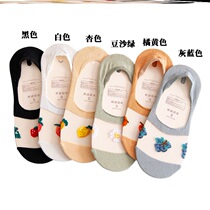 Female Socks Damp net red Socks Summer Thin down to Cartoon Short Socks Crystal Glass Ice Silk Shallow Boat Socks