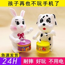 Net red clockwork drums rabbit toys chain children drums cartoon animals baby boys and girls educational toys