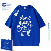 NASA Klein Blue Short Sleeve T-shirt Woman 2022 Summer New Ins Mens Chains Couple Couple Couples Heavy Pound Pure Cotton