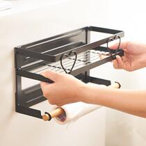 Kitchen rack refrigerator magnetic suction side wall rack paper towel rack plastic wrap microwave oven seasoning finishing storage rack