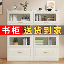Bookcabinet modern minimal glass door household living room small floor locker against wall library