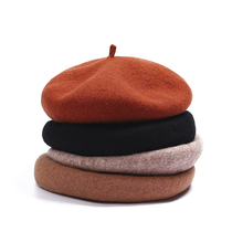 Hats Womens Autumn and Winter Hairy Berets Korean Wool Etagonal Painter Hats Retro British Pumpkin Beal Hat Tide