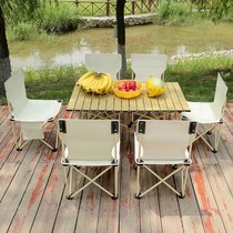Outdoor Spring Tour Table And Chairs Suit Portable Barbecue Folding Picnic Table Aluminum Alloy On-board Egg Rolls Table Camping Table